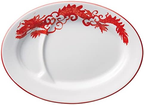 צלחת דרקון אדום 9 גיוזה [8.9 על 6.5 על 0.9 אינץ'] | כלי שולחן סיניים